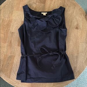 Classic JCrew Navy Sleeveless Top with Floral Detail